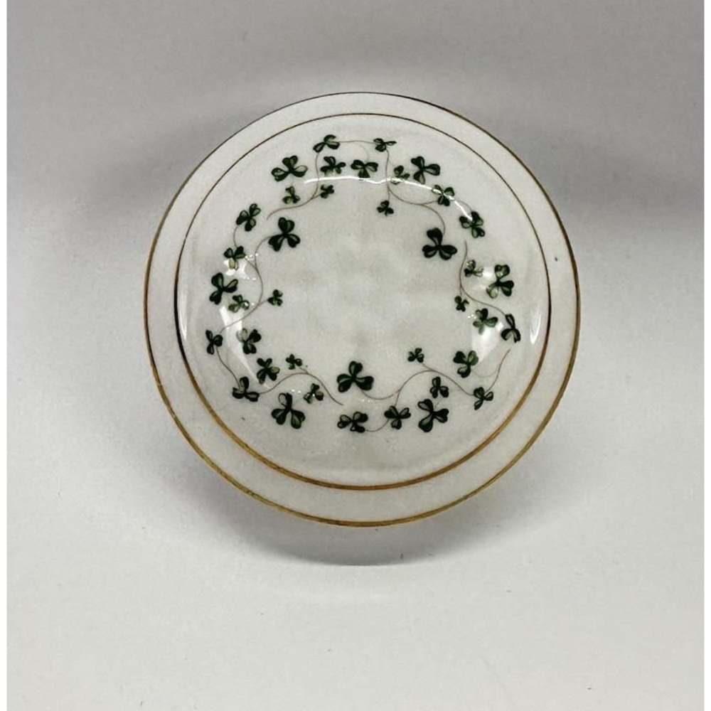 Royal Tara Ireland Shamrock Trinket Box Fine Bone China Galway Gold Trim Vintage